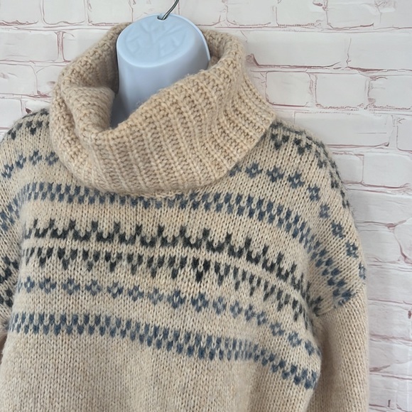 Madewell Somerveil fair isle wool blend turtleneck sweater SZ XXS oversized fit - Picture 7 of 13